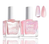 Glitter Nail Polish Set for Nail Art - Two Pink Shimmer & Holographic Glitters in 10ml Bottles, Sparkling Manicure Kit for Festive Party Wear, Gel Polish for Women, Decorations with Fine
