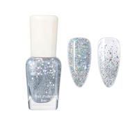 Glitter Nail Polish Shimmering Gel, Silvery Shimmer Quick Dry, Holographic Nail Varnish Galactic Silver, Shining Sparkling Long Lasting No UV Need, DIY Nail Art Manicure at Home, Gift for Women