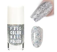 Glitter Nail Polish, Silver Nail Polish, Shimmer Sparkly Nail Glitter, Diamond Shiny French Long Lasting Quick Dry Holographic No UV Needed Nail Varnish, Nail Art Manicure for Women DIY Nail Art