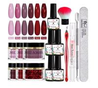 Glitter Nail Powder Set, Foncionne Nail Dipping System Kit Without UV Lamp, Nude Pink Purple 5g Home Manicure Professional Nail Art Kit