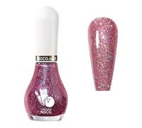 Glitter Nail Varnish - Hot Pink Glitter Nail Polish - Quick Dry Bright Pink Long Lasting Chip Resistant Nail Polish - 7 Days Lasting Shimmering Flash Shinny Polish - No Need Cure DIY Nail Art