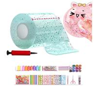 Glitter Nano Tape Bubble Toy Kit, DIY Bubble Making Craft Set for Kids Party Favors, Elastic Double Sided Adhesive Tape with Fillers & Tools, Stress Relief Sensory Toy, Creative Art Project (Green)