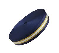 Glitter Navy White Gold Striped Ribbon 1 Inch x 55 Yard Navy Blue Double Sided Polyester Fabric Grosgrain Ribbons for Wreath DIY Gift Wrapping Hair Bows Wedding Birthday Party Supplies