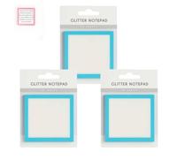 Glitter Notepad 2.0, Glitter Sticky Notes, Clear Post It Notes Transparent, Sparkle Sticky Notes, Notepads Stationery, for Book Tabs, School Supplies, for Lovely Gift for Girls(Bluex3)