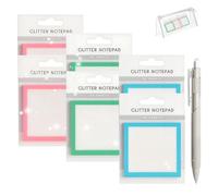 Glitter Notepad Sticky Notes, 2026 Transparent Sparkle Sticky Notes, Glitter Post It Notes Stick, Fun Cute Self Adhesive Note Memo Pads, Small to Do List, Office Supplies(Mix-2set)