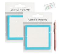Glitter Notepad Sticky Notes, 2026 Transparent Sparkle Sticky Notes, Glitter Post It Notes Stick, Fun Cute Self Adhesive Note Memo Pads, Small to Do List, Office Supplies(Blue-2pcs)