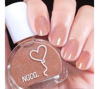 Glitter Nude Nail Varnish,Long Lasting Quick Drying & Chip Resistant Jelly Shimmer Holographic Nail Polish High Glossy for DIY Salon Manicure at Home, No Need UV(10ML)