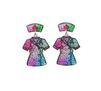 Glitter Nurse Day Earrings Medical Day Earrings Stethoscope Nurse Uniform Lung Heart Cute Acrylic Earring Nurse Appreciation Gifts, 1, Resin, No Gemstone