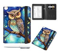 Glitter Owl RFID Blocking Travel Documents Organizer - Passport & Vaccine Card Holder Combo, Black Leather Wallet for Women & Men