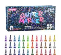 Glitter Paint Markers - Smudge-Proof Drawing Pen - Shimmer Coloring Markers | for Kids Teens Adults Teachers Hobbyists Home Office School Scrapbooking Greeting Cards Journaling Art Class