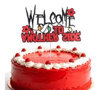 Glitter Paper Cake Topper, Welcome to Another Side Cupcake Topper Spooky Eclectic Themed Party Supplies Favor Decor for Boys Girls Cake Birthday Decoration