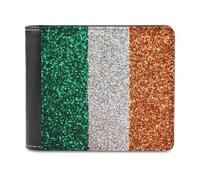 Glitter Pattern Ireland Flag Small Billfold Wallet Front Pocket Card Holder Slim Passport Purse for Men Women