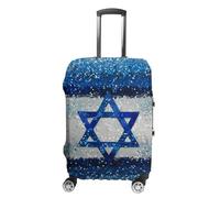 Glitter Pattern Israel Flag Luggage Cover Washable Suitcase Protector Anti-Scratch Suitcase Covers Fits 18-32 Inch L