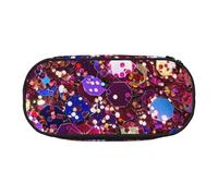 Glitter Pattern Printed Oxford Fabric Pencil Case with Spacious Design for School, Office, Travel - Multi-Use Stationery & Makeup Pouch