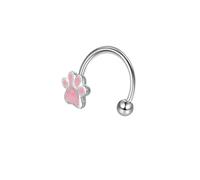 Glitter Paw Print Horseshoe Lip Ring Screw for Women Men Unisex - Cute Enamel Cat Dog Kitten Puppy Animal Pet Bite Rings Cartilage Tragus Eyebrow Septum Stud Earrings Fashion Body Piercing Jewelry 16G