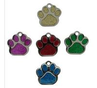 Glitter Paw Shaped Pet Disc Medium Size 27mm (5 colours to choose from) (Pink)