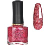 Glitter Pearl Nail Polish, Shimmer Holographic Mermaid, Shine Pearlescent Fast Dry Nail Art Gifts for Women, Glimmer Nail Art Varnish All Seasons, No Bake Breathable Formula, 10ml（Red）