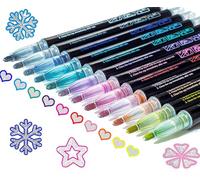 Glitter Pens 12 Colour Metallic Outline Paint Markers Pens Cool Early Christmas Presents Gifts Stocking Fillers Teenage Girls Adults Teens Kids Gifts 7 8 9 10 11 12 Year Old Girls Arts Crafts Supplies
