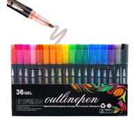 Glitter Pens - Double Lines Glitter Markers, Trigger Glitter Gel Line Pen Set, Self Marker for Doodle Drawing, Scrapbooking, Journalis
