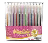 Glitter Pens for Adults - 12-Piece Drawing Gel Markers, Glitter Paint Pens for Note-Taking, Card Making, Planner Decorating, Party Favors, Art Journaling, School Activities | Creative Writing Supplies