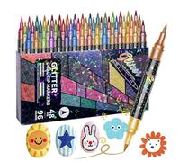 Glitter Pens for Double Tips, Water Based Ink, Fun Markers for Drawing and Creative Activities | DIY Projects, Scrapbooking, Art Supplies, Greeting Cards, School,
