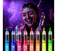 Glitter Pens for Kids, 2026 New Glow Face and Body Paint Markers Set Washable Temporary, Fast Drying Tattoo Pens for Kids for Festivals, Parties, Masquerade, Fancy Dress, Carnival (12 Color)