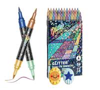 Glitter Pens for Kids - Water Based Fast Drying Ink | Glitter Contour Markers | for DIY Crafts, Scrapbooking, Greeting Cards, School, Home