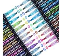 Glitter Pens Metallic Outline Markers:24 Christmas Stocking Fillers Teenage Girl Gifts Tween Teen Outliner Cute Stuff Cool Presents Arts Crafts Supplies Kids Age 4 5 6 7 8 9 10 11 12 13 14 15 Year Old