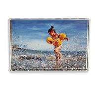 Glitter Photo Frame, Acrylic Picture Frame holds 10 x 15 cm (4 x 6 inch) Clear Frameless Desktop Photo Block with Glitter (Silver) - Ideal Personalised Gifts, Wedding Day Presents or Home Décor