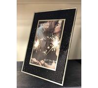 GLITTER PHOTO FRAME GLITTER NOIR GLASS FRAME DECOR PHOTO FRAME SPARKLE GIFT WEDDING FRIENDS FOR DESK OR WALL HANG (7x5 inch)