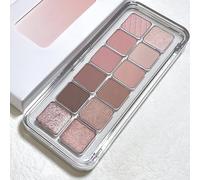 Glitter Pink Eyeshadow Palette, 12 Colors Smokey Nude Pink Eye Shadow Pallets for Women, Light Brown Eye Makeup Palette, Blendable Pressed Powder Eyeshadow Makeup Gift (Glitter)