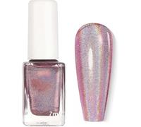 Glitter Pink Holographic Nail Polish - Quick Dry Rainbow Effect Metallic Varnish - 60 Seconds Chrome Long Lasting, No UV Lamp Needed