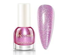 Glitter Pink Nail Polish - Shimmer Sparkly Pink Nail Varnish - Quick Dry High Gloss Holographic Nail Paint - Long Lasting Manicure Polish No UV Needed
