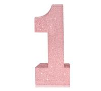 Glitter Pink Number 1 Table Centrepiece for 1st Birthday, 8" Sparkly Standing Marquee Digit for First Birthday,Wedding, Anniversary, Festival Party Table Decor & Supply