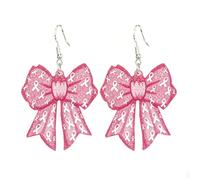 Glitter Pink Ribbon Breast Cancer Awareness Dangle Earrings Bow Heart Sunflower Support Drop Earrings Jewelry Gifts for Women, Metal, alloy