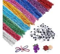 Glitter Pipe Cleaners 300Pcs, Sparkly Chenille Stems for Craft DIY, 30cm