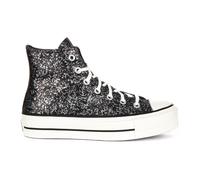 Glitter Platform Trainers in Black Silver 3 UK