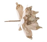 Glitter Poinsettia Flower 20cm Christmas Tree Decoration(Champagne)
