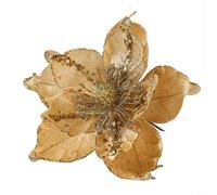 Glitter Poinsettia Flower Hanging Decoration for Christmas Tree and Party Ornament (Gold)