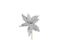 Glitter Poinsettia Pick 32Cm 4 Pack - Silver