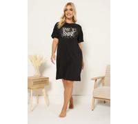 Glitter Printed Sleep Tee Nightdress Yours Black 38-40