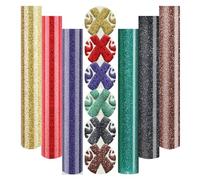 Glitter Puff Vinyl 3D Metallic Puff HTV Vinyl Sheets Iron On, Glitter Heat Transfer for Heat Press T Shirts DIY Clothes Fabric, 6 Colors 30.5X25cm