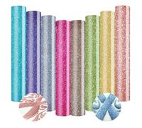 Glitter Puff Vinyl Heat Transfer 3D - Puff HTV Vinyl 8 Sheets 12"x 10" Glitter Heat Transfer Vinyl for T-Shirt Clothes Compatible with Cricut Air or Maker (Glitter Puff Vinyl-8pcs)