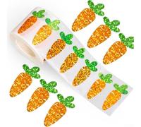 Glitter Pumpkin Sticker Roll for Halloween For Kids Parties and Office Use with Waterproof PET Material and Easy Application Suitable for Multiple Surfaces (carrot)