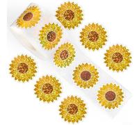 Glitter Pumpkin Sticker Roll for Halloween For Kids Parties and Office Use with Waterproof PET Material and Easy Application Suitable for Multiple Surfaces (flower)
