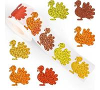 Glitter Pumpkin Sticker Roll for Halloween For Kids Parties and Office Use with Waterproof PET Material and Easy Application Suitable for Multiple Surfaces (turkey)