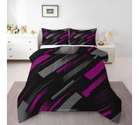 Glitter Purple Grey Black Geometric Kids Duvet Set King Size Abstract Rust Bedding Set Neutral Art Printed Down Duvet for Kids Boys Girls Bedroom Modern Decor Microfiber Ultra Soft Breathable