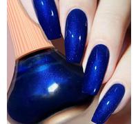 Glitter Quick Dry Nail Polish - Long Lasting Blue Varnish for Women & Girls, No Need Cure Paint for DIY Nail Art (Satin Blue 18#)