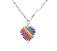 Glitter RainBow Pattern Novelty Pet Urn Necklace Ash Holder Cremation Keepsake Memorial Jewelry