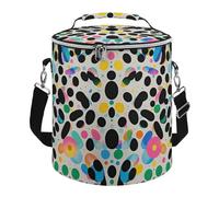 Glitter Rainbow Polka Dot Lunch Bag, 15L Portable Leakproof Picnic Basket with Shoulder Strap, Insulated Picnic Cooler Bag for Camping, Beach, Hiking & Groceries